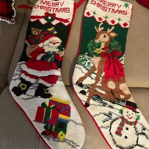 Festive Christmas Stockings Set - Santa and Reindeer Design